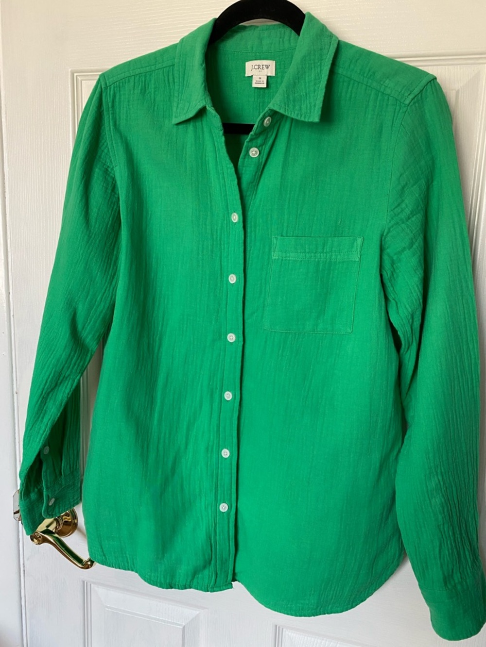 J. Crew Bright Green Long-Sleeve Button-Down Shirt 100% Cotton Size S